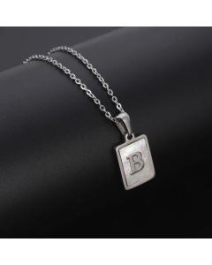 Simple Style Letter Rectangle Tag Titanium Steel Pendant Necklace Plating Shell Stainless Steel Necklaces