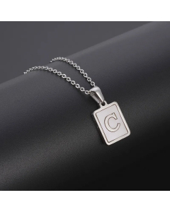 Simple Style Letter Rectangle Tag Titanium Steel Pendant Necklace Plating Shell Stainless Steel Necklaces