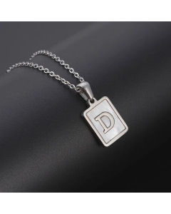 Simple Style Letter Rectangle Tag Titanium Steel Pendant Necklace Plating Shell Stainless Steel Necklaces