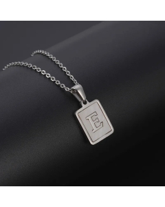 Simple Style Letter Rectangle Tag Titanium Steel Pendant Necklace Plating Shell Stainless Steel Necklaces