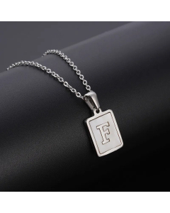 Simple Style Letter Rectangle Tag Titanium Steel Pendant Necklace Plating Shell Stainless Steel Necklaces