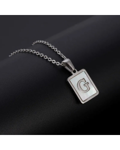 Simple Style Letter Rectangle Tag Titanium Steel Pendant Necklace Plating Shell Stainless Steel Necklaces