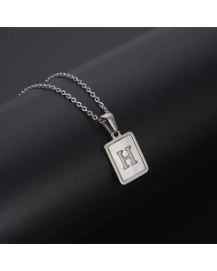 Simple Style Letter Rectangle Tag Titanium Steel Pendant Necklace Plating Shell Stainless Steel Necklaces