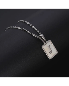Simple Style Letter Rectangle Tag Titanium Steel Pendant Necklace Plating Shell Stainless Steel Necklaces