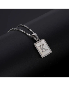 Simple Style Letter Rectangle Tag Titanium Steel Pendant Necklace Plating Shell Stainless Steel Necklaces