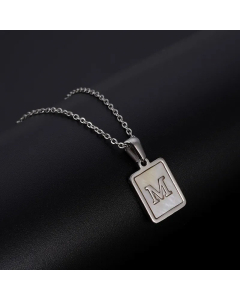 Simple Style Letter Rectangle Tag Titanium Steel Pendant Necklace Plating Shell Stainless Steel Necklaces