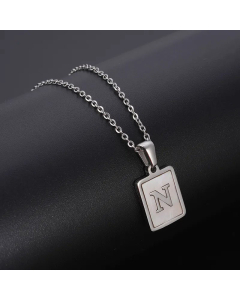 Simple Style Letter Rectangle Tag Titanium Steel Pendant Necklace Plating Shell Stainless Steel Necklaces