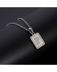 Simple Style Letter Rectangle Tag Titanium Steel Pendant Necklace Plating Shell Stainless Steel Necklaces