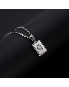 Simple Style Letter Rectangle Tag Titanium Steel Pendant Necklace Plating Shell Stainless Steel Necklaces