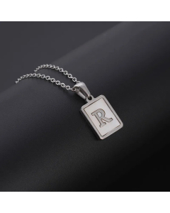 Simple Style Letter Rectangle Tag Titanium Steel Pendant Necklace Plating Shell Stainless Steel Necklaces