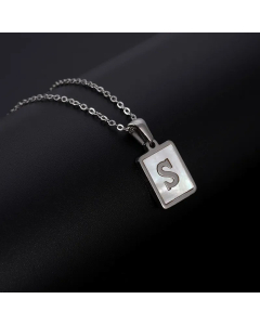 Simple Style Letter Rectangle Tag Titanium Steel Pendant Necklace Plating Shell Stainless Steel Necklaces