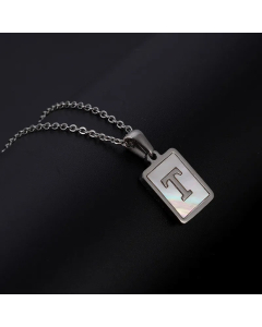 Simple Style Letter Rectangle Tag Titanium Steel Pendant Necklace Plating Shell Stainless Steel Necklaces