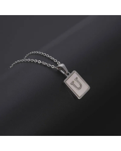 Simple Style Letter Rectangle Tag Titanium Steel Pendant Necklace Plating Shell Stainless Steel Necklaces