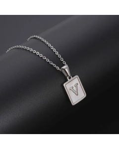 Simple Style Letter Rectangle Tag Titanium Steel Pendant Necklace Plating Shell Stainless Steel Necklaces