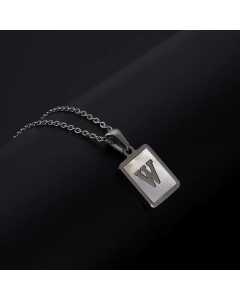 Simple Style Letter Rectangle Tag Titanium Steel Pendant Necklace Plating Shell Stainless Steel Necklaces