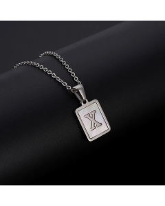 Simple Style Letter Rectangle Tag Titanium Steel Pendant Necklace Plating Shell Stainless Steel Necklaces