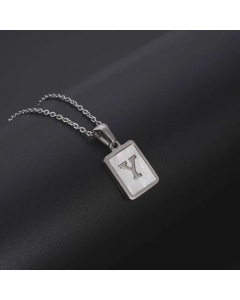 Simple Style Letter Rectangle Tag Titanium Steel Pendant Necklace Plating Shell Stainless Steel Necklaces-Y