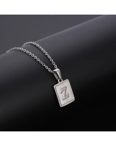 Simple Style Letter Rectangle Tag Titanium Steel Pendant Necklace Plating Shell Stainless Steel Necklaces