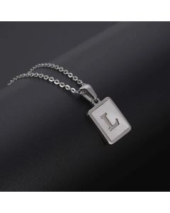 Simple Style Letter Rectangle Tag Titanium Steel Pendant Necklace Plating Shell Stainless Steel Necklaces