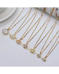 Fashion Geometric Devil's Eye Titanium Steel Necklace Plating Zircon Fine Quality Necklaces