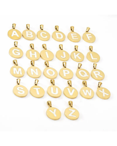 Fashion 26 Letter Titanium Steel Necklace Round Plating Stainless Steel Necklaces