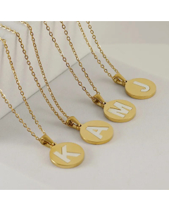 Fashion 26 Letter Titanium Steel Necklace Round Plating Stainless Steel Necklaces