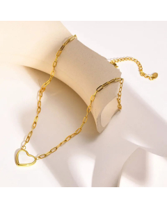 Fashion Inlay Shell Stainless Steel Necklaces Heart Shape Titanium Steel Necklace