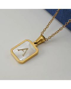 Fashion Gold Plated Shell Stainless Steel Necklaces Letter Stainless Steel Pendant Necklace 