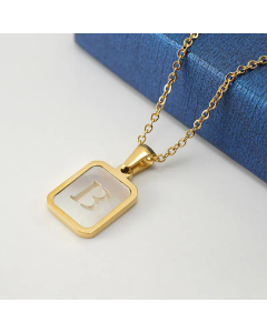 Fashion Gold Plated Shell Stainless Steel Necklaces Letter Stainless Steel Pendant Necklace 