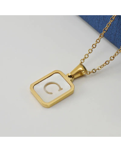 Fashion Gold Plated Shell Stainless Steel Necklaces Letter Stainless Steel Pendant Necklace 