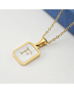 Fashion Gold Plated Shell Stainless Steel Necklaces Letter Stainless Steel Pendant Necklace 