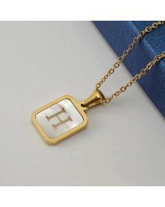 Fashion Gold Plated Shell Stainless Steel Necklaces Letter Stainless Steel Pendant Necklace 