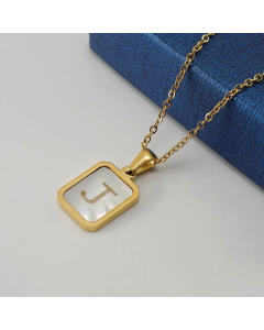Fashion Gold Plated Shell Stainless Steel Necklaces Letter Stainless Steel Pendant Necklace 