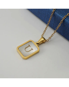 Fashion Gold Plated Shell Stainless Steel Necklaces Letter Stainless Steel Pendant Necklace 