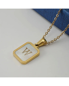 Fashion Gold Plated Shell Stainless Steel Necklaces Letter Stainless Steel Pendant Necklace 