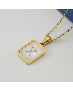 Fashion Gold Plated Shell Stainless Steel Necklaces Letter Stainless Steel Pendant Necklace 