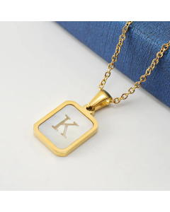 Fashion Gold Plated Shell Stainless Steel Necklaces Letter Stainless Steel Pendant Necklace 