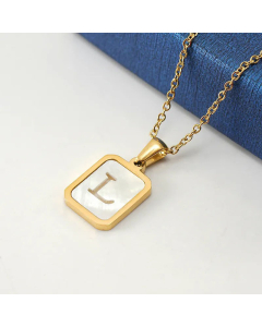 Fashion Gold Plated Shell Stainless Steel Necklaces Letter Stainless Steel Pendant Necklace 