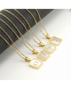 Fashion Gold Plated Shell Stainless Steel Necklaces Letter Stainless Steel Pendant Necklace 