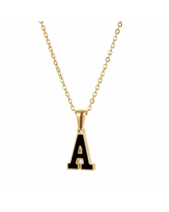 Gold Plated Stainless Steel Necklaces Letter Stainless Steel Pendant Necklace 