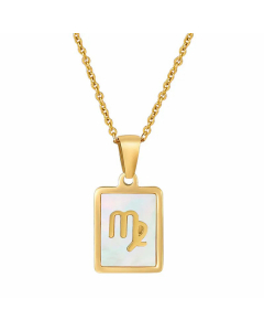 Simple Style Gold Plated Shell Stainless Steel Necklaces Constellation Stainless Steel Pendant Necklace 