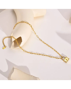 Fashion Lock Titanium Steel Pendant Necklace Plating Stainless Steel Necklaces