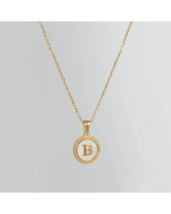 Simple Style Round Gold Plated Shell Stainless Steel Necklace Letter Titanium Steel Pendant Necklace