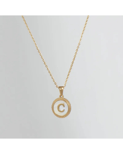 Simple Style Round Gold Plated Shell Stainless Steel Necklace Letter Titanium Steel Pendant Necklace