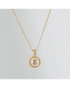 Simple Style Round Gold Plated Shell Stainless Steel Necklace Letter Titanium Steel Pendant Necklace