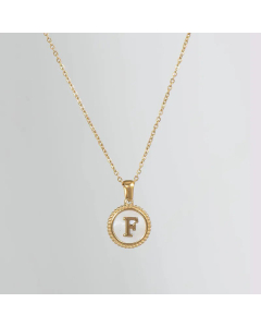Simple Style Round Gold Plated Shell Stainless Steel Necklace Letter Titanium Steel Pendant Necklace