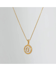 Simple Style Round Gold Plated Shell Stainless Steel Necklace Letter Titanium Steel Pendant Necklace