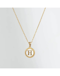 Simple Style Round Gold Plated Shell Stainless Steel Necklace Letter Titanium Steel Pendant Necklace