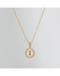 Simple Style Round Gold Plated Shell Stainless Steel Necklace Letter Titanium Steel Pendant Necklace