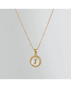 Simple Style Round Gold Plated Shell Stainless Steel Necklace Letter Titanium Steel Pendant Necklace